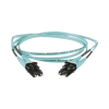 jumper de fibra optica multimodo 50/125 om3, lc lc duplex, ofnr (riser), color aqua, 1 metro
