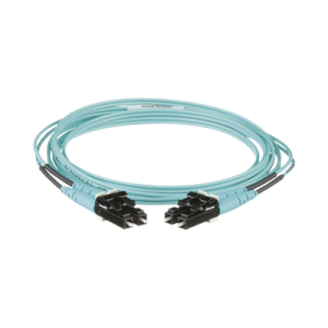 jumper de fibra optica multimodo 50/125 om3, lc lc duplex, ofnr (riser), color aqua, 2 metros