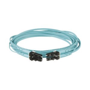 jumper de fibra optica multimodo 50/125 om3, lc lc duplex, ofnr (riser), color aqua, 3 metros