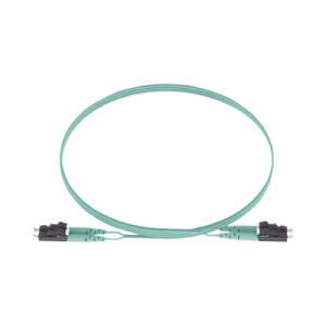 jumper de fibra optica multimodo 50/125 om3, lc lc duplex, ofnr (riser), color aqua, 5 metros