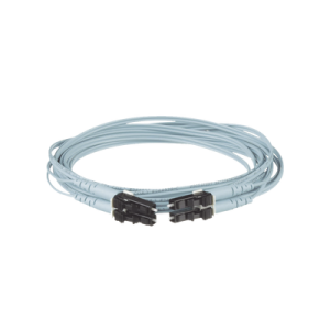 jumper de fibra optica multimodo 50/125 om3, lc lc duplex, ofnr (riser), color aqua, 7 metros