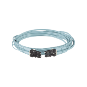 jumper de fibra optica multimodo 50/125 om3, lc lc duplex, ofnr (riser), color aqua, 25 metros