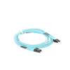 jumper de fibra optica multimodo 50/125 om4, lc lc duplex, ofnr (riser), color aqua, 3 metros