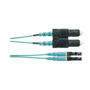 jumper de fibra optica multimodo 50/125 om4, lc sc duplex, ofnr (riser), color aqua, 1 metro