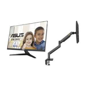 kit de montaje de escritorio articulado + monitor profesional ultra delgado 27” full hd