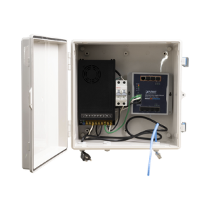 switch para exterior / 8 puertos gigabit con 4 puertos poe 802.3at / protección térmica 2p, 16a, corriente alterna 400 vca
