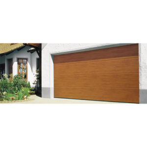 puerta de garage d/ alta calidad / 8x8 pies / aislada / estilo americana / imitacion madera / golden oak / linea central .