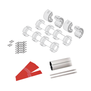 kit de mástil para barreras gard8 / incluye 2 secciones tubulares de 4m / incluye tiras reflejantes / incluye unión central