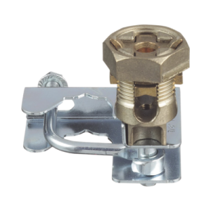 abrazadera para tierra física en base de piso falso, para cables de 6 a 1/0 awg. para pedestales cuadrados de 7/8" y circulares de 1" a 1 1/8"