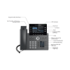 teléfono ip wi fi, grado operador, 6 líneas sip con 6 cuentas, pantalla a color 4.3", puertos gigabit, bluetooth, poe, codec opus, ipv4/ipv6 con gestión en la nube gdms