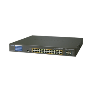 switch administrable l2+ 24 puertos gigabit c/ ultra poe, 4 puertos 10g sfp, c/display, (600w)