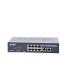 switch de escritorio no administrable / 8 puertos 10/100/1000t poe+ 802.3at / 2 puertos uplink 10/100/1000t / presupuesto poe 120 watts / modos estándar, vlan y extend / distancia extendida 250 mts / rackeable