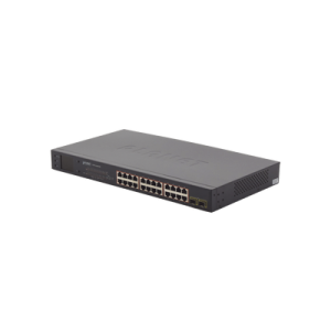 switch poe de 24 puertos gigabit 802.3af/at con modo extendido 250 m, 2 puertos sfp 1000sx , pantalla lcd para configuración básica, hasta 300 w para poe