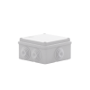 caja estanca de pvc para derivación y conexión, 6 entradas, tapa atornillada,100x100x50 mm (Área interna), uso exterior ip55, material que no propaga el fuego y libre de hálogenos