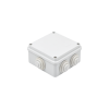 caja estanca de pvc para derivación y conexión, 6 entradas, tapa atornillada,100x100x50 mm (Área interna), uso exterior ip55, material que no propaga el fuego y libre de hálogenos
