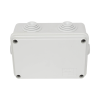 caja estanca de pvc para derivación y conexión, 6 entradas, tapa atornillada, 120x80x50 mm (Área interna), uso exterior ip55, material que no propaga el fuego y libre de hálogenos