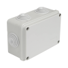 caja estanca de pvc para derivación y conexión, 6 entradas, tapa atornillada, 120x80x50 mm (Área interna), uso exterior ip55, material que no propaga el fuego y libre de hálogenos
