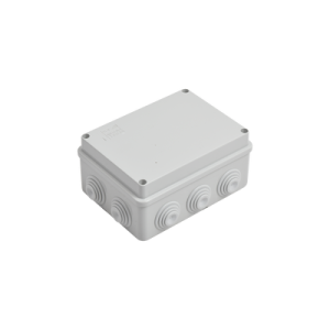 caja estanca de pvc para derivación y conexión, 10 entradas, tapa atornillada, 150x110x70 mm (Área interna), uso exterior ip55, material que no propaga el fuego y libre de hálogenos