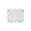 caja de derivación de pvc auto extinguible con 10 entradas, tapa atornillada, 190 x 140 x 70 mm, para exterior (ip55)