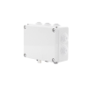 caja de derivación de pvc auto extinguible con 10 entradas, tapa atornillada, 190 x 140 x 70 mm, para exterior (ip55)