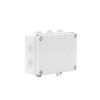 caja de derivación de pvc auto extinguible con 10 entradas, tapa atornillada, 190 x 140 x 70 mm, para exterior (ip55)
