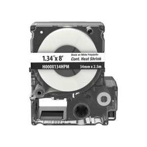 casete de etiquetas de poliolefina de cinta continua, tubo termocontráctil, 34 mm (1.4") de ancho y 2.4 m (8') de largo, para cables de 11 a 17.27 mm (4 awg 250 mcm) de diámetro, color blanco