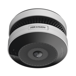 (hikfire) mini fisheye ip 4 megapixel con detector de humo puntual / autónomo / entrada y salida de alarma / 15 mts ir / poe / wdr 120 db / alarma de 85 db / microsd 128gb / compatible con hik connect