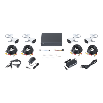 kit turbohd 1080p / dvr 4 canales / 4 cámaras bala de metal / h.265+ / 1 fuente de poder profesional / accesorios de instalación kit turbohd 1080p / dvr 4 canales / 4 cámaras bala de metal / h.265+ / 1 fuente de poder profesional / accesorios de instalación