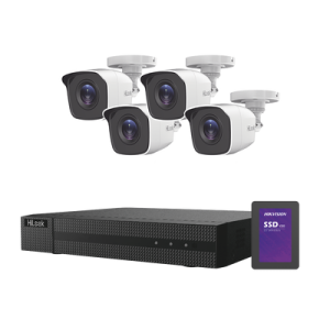 kit turbohd 1080p + ssd de 1 tb (1024 gb) / dvr 4 canales / 4 cámaras bala de metal / fuente de poder / accesorios de instalación