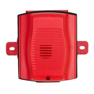 sirena para exterior, montaje en techo o pared, 12 a 24 vcc, color rojo