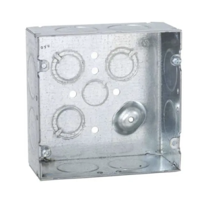 caja cuadrada 4 11/16 x 4 11/16"/ profundidad 2 1/8"/ cuenta con 1 entrada de 1/2", 8 de 1" y 3 tko (1/2" 3/4").