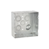 caja cuadrada 4 11/16" x 4 11/16"/ profundidad 2 1/8"/ 4 entradas 1", 4 entradas 3/4", 1 entrada 1/2" y 3 tko (1/2" 3/4").