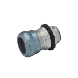 conector de compresión impermeable aislado de acero galvanizado para pared delgada de 3/4" .