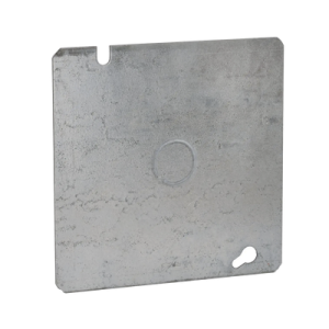 tapa cuadrada plana de acero galvanizado con entrada de 1/2" para caja de 4 11/16".