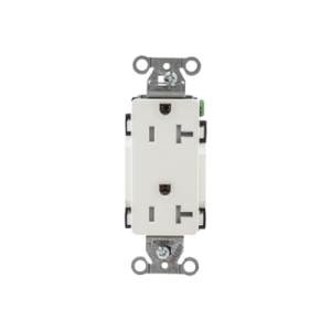 contacto duplex decorador 20 a 125v / resistente a manipulaciones / 2 polos 3 hilos/ nema 5 20 r / color blanco / grado industrial.