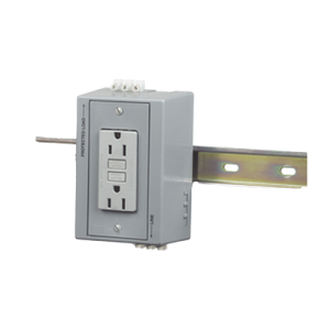 caja utilitaria para montaje en riel din con contacto duplex de 15 a 125 v / nema 5 15r / gris.