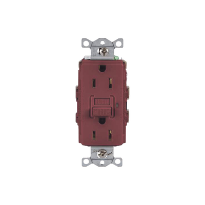 contacto de auto verificación gfci con interruptor de falla a tierra de 15 a 125 v 2 polos/ color rojo / nema 5 15r / grado industrial comercial. contacto de auto verificación gfci con interruptor de falla a tierra de 15 a 125 v 2 polos/ color rojo / nema 5 15r / grado industrial comercial.