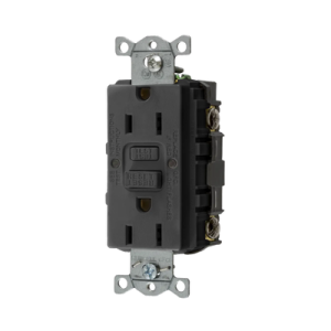 contacto de auto verificación gfci con interruptor de falla a tierra de 15 a 125 v 2 polos, 3 hilos color negro (nema 5 15r), grado comercial.