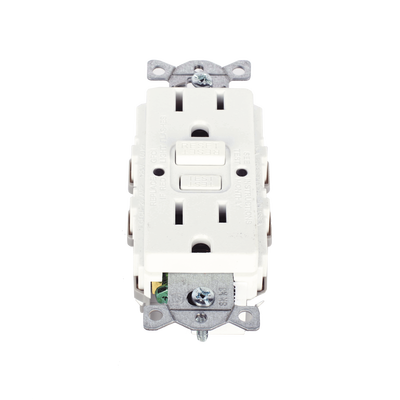 contacto de auto verificación gfci con interruptor de falla a tierra de 15 a 125 v 2 polos, 3 hilos color blanco (nema 5 15r), grado comercial. contacto de auto verificación gfci con interruptor de falla a tierra de 15 a 125 v 2 polos, 3 hilos color blanco (nema 5 15r), grado comercial.