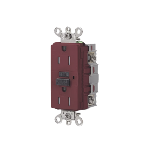contacto de auto verificación gfci de 15 a 125 v 2 polos/ resistente a manipulaciones y intemperie / color rojo / nema 5 15r / grado industrial.