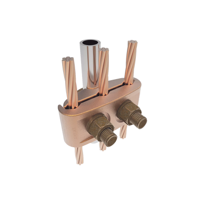 conector mecánico para 3 cables para calibre 4 awg 2/0 awg a tubería de 3/8" o varilla 5/8" 3/4" perno 3/8". conector mecánico para 3 cables para calibre 4 awg 2/0 awg a tubería de 3/8" o varilla 5/8" 3/4" perno 3/8".
