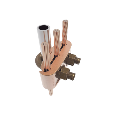 conector mecánico para 3 cables para calibre 4 awg 2/0 awg a tubería de 3/8" o varilla 5/8" 3/4" perno 3/8". conector mecánico para 3 cables para calibre 4 awg 2/0 awg a tubería de 3/8" o varilla 5/8" 3/4" perno 3/8".