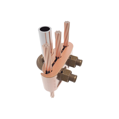 conector mecánico para 3 cables para calibre 2/0 awg 250 kcmil a tubería de 3/8" o varilla 5/8" 3/4". conector mecánico para 3 cables para calibre 2/0 awg 250 kcmil a tubería de 3/8" o varilla 5/8" 3/4".