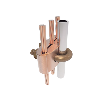 conector mecánico para 3 cables para calibre 2/0 awg 250 kcmil a tubería de 3/8" o varilla 5/8" 3/4". conector mecánico para 3 cables para calibre 2/0 awg 250 kcmil a tubería de 3/8" o varilla 5/8" 3/4".