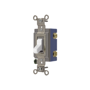 interruptor de palanca 15 a 120 277 v ca/ unipolar / grado industrial/ uso extra pesado / cableado lateral y posterior / color blanco.