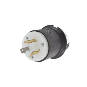 clavija industrial con bloqueo de media vuelta / 20 a 125 v ca / 2 polos 3 hilos / color blanco y negro / nema l5 20p.