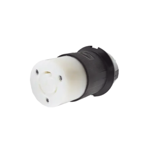 conector industrial con bloqueo de media vuelta / 20 a 125 v ca / 2 polos 3 hilos / nema l5 20r / color blanco y negro.