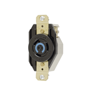 receptáculo de media vuelta industrial para empotrar/ 20a 250v/ 2 polos 3 hilos/ nema l6 20r / color negro.