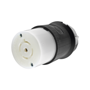 conector industrial con bloqueo de media vuelta / 20 a 120/208 v ca / 4 polos 5 hilos / color blanco y negro / nema l21 20r/ grado industrial.