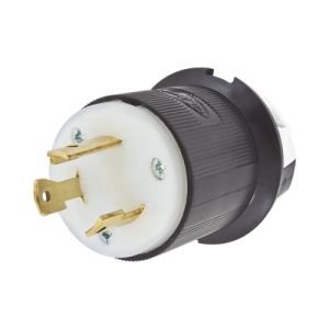 clavija industrial con bloqueo de media vuelta / 30 a 125 v ca / 2 polos 3 hilos / color blanco y negro / nema l5 30p.